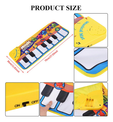 Alfombra De Gateo Con Juego De Música Piano Electrónico Bebé