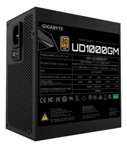 Fuente Gigabyte 1000w 80 Plus Gold Modular Certificada
