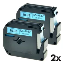 Comprar 2x Fitas Mk 531 Compativel P\u002F Rotulador Brother 12mm Azul Cor Letra Preta \u002F Fita Azul