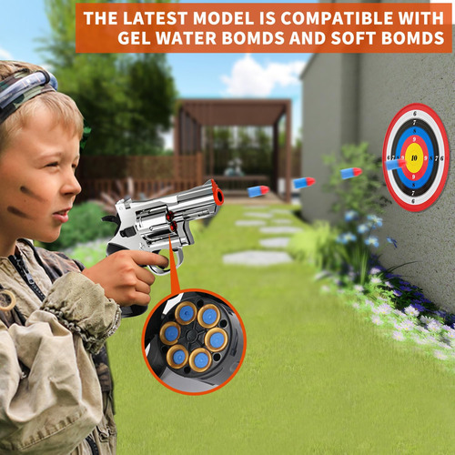 Toy Gun Foam Blaster Soft Bullet Revolver Xuyongjun Silver
