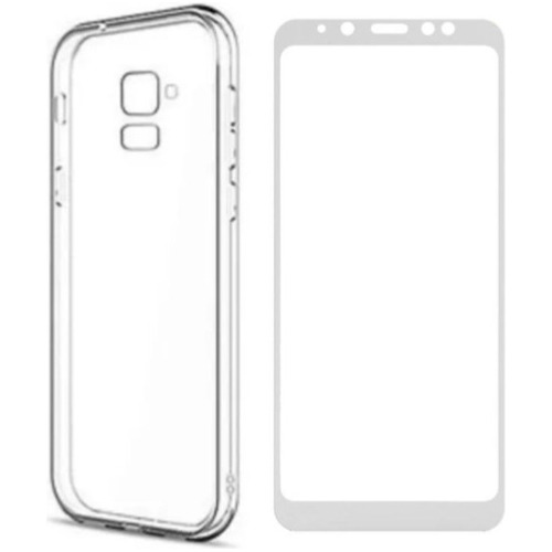 Funda Para Samsung A8 2018 Transparente + Glass Full Cover