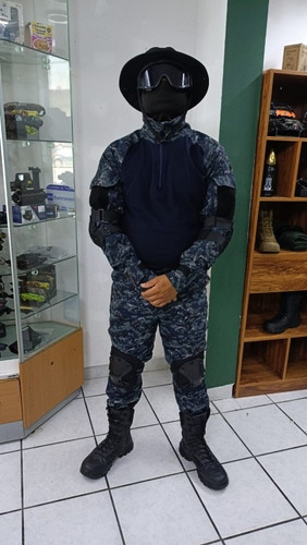 Kit Traje Tactico Completo  Azul Pixeliado Airsoft Gotcha 