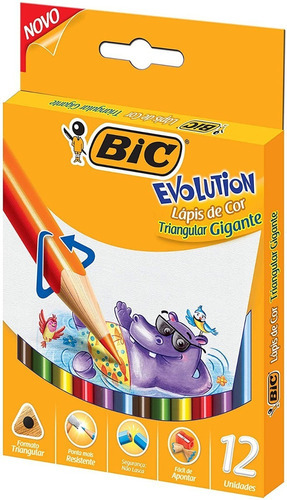 Lápis De Cor Bic Evolution Triangular Gigante
