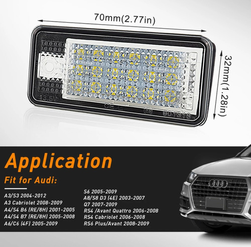 Lámpara Led Placa Audi A3/s3 A4/s4 B6 B7 A5 A6 4f Q7 A8/s8