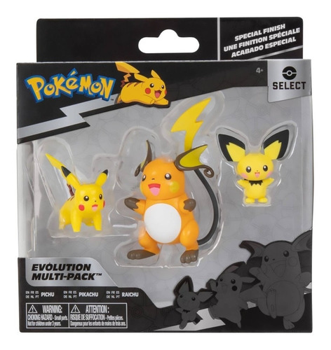 Figura Pokemon Evolution Multipack Pichu, Pikachu Y Raichu