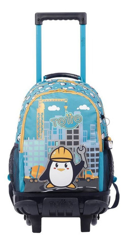 Morral Ruedas Bomper Funny Penguin S Totto Kids Color Turquesa Diseño de la tela Estampada