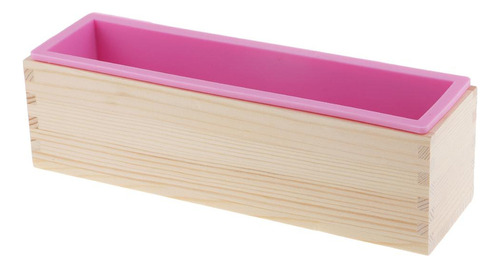 Molde Rectangular De Silicona Con Caja De Madera Rosado