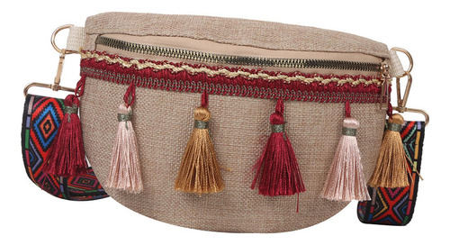 2 Riñonera Bohemia Con Borlas Bolso Bandolera Étnico Para