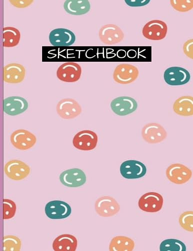 Sketch Book: Diseño Increíble Color Rosa Con Caritas De Colo