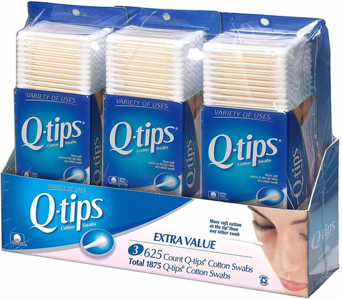 Q-tips Swabs Cotton Club Ct, 625 Unidades, (paquete De 3)