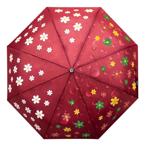 Paraguas Mágico Automático De Flores Cambia De Color Color Bordó
