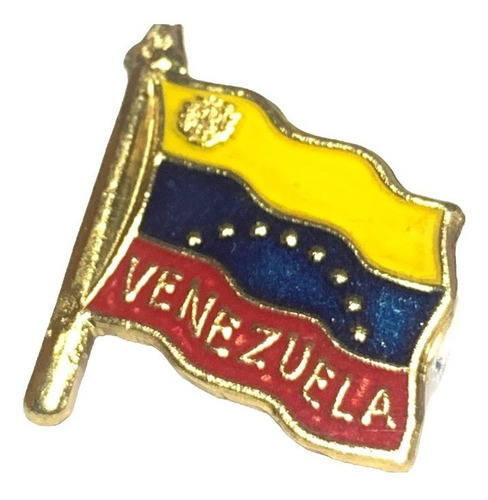 Pin Bandera De Venezuela Con Asta, 8 Estrellas Y Escudo Vzla