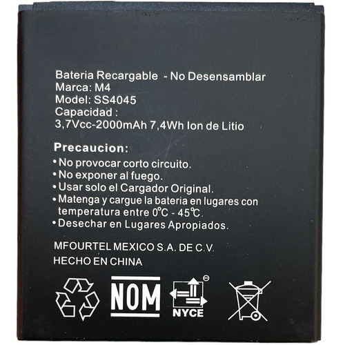 Batería Mk Cell Para M4 Ss4045 M2000mah