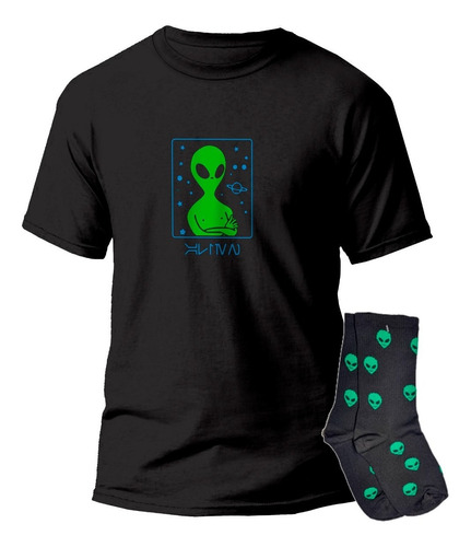 Playera Y Calceta Alien Espacio Estrellas Marcianitos Ovni