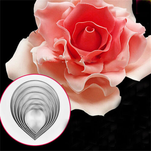 6x/set Rose Petal Mold For Cake Decor Fondant Sugarcraft Nna