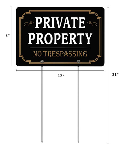 Private Property No Trespassing Sign With Metal Stakes,...