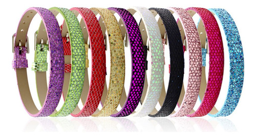 50 Unidad Mix Brillante Color 8 Mm Slide Pulsera Para Letra