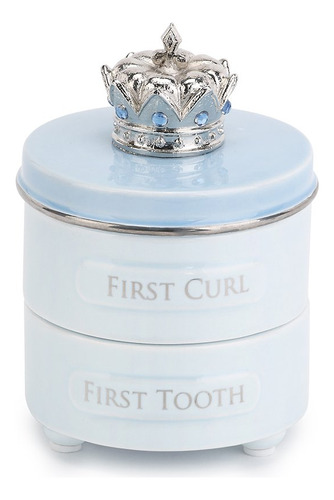 First Tooth And Curl - Caja De Recuerdo De Bebe De Ceramica 