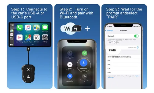 Adaptador Inalámbrico Car Play, Convertidor De Coche Android