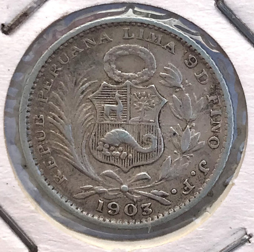 * Perú. 1 Dinero De Plata 900. Año 1903 J. F. Km# 204.2