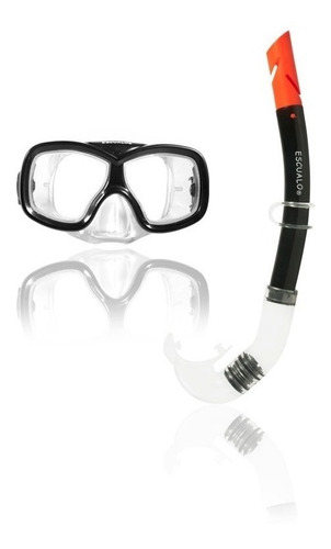 Combo Negro Mascara Y Snorkel Escualo Niño Mod Economico Pvr