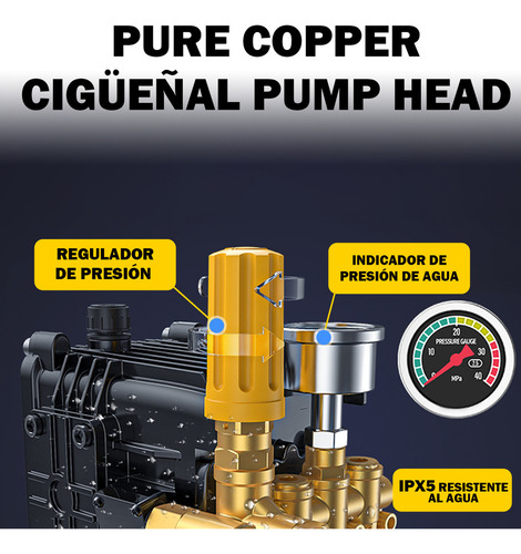 Hidrolavadora Eléctrica Kp580 3000w Con Motor De Inducción Totalmente De Cobre, Hidrolavadora Con Soporte Para Tubería Y Boquilla Multifuncional