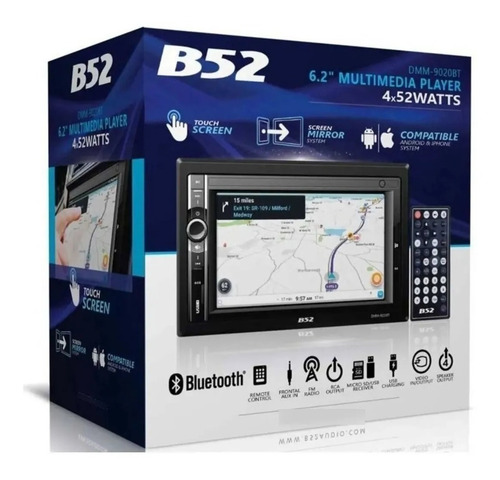 Auto Estereo B52 6.2 Dmm-9020bt Control Remoto Pantalla 6.2