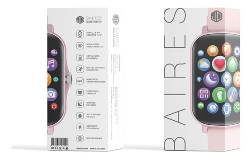 Imagen 7 de 9 de Smartwatch Reloj Inteligente Jd Baires Color Rosa 1.69 Spo2*