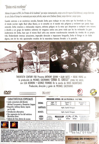 Zorba El Griego / Anthony Quinn Dvd Nuevo