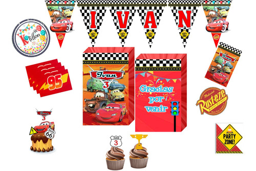 Pack Cotillón Decoración Cumpleaños Cars