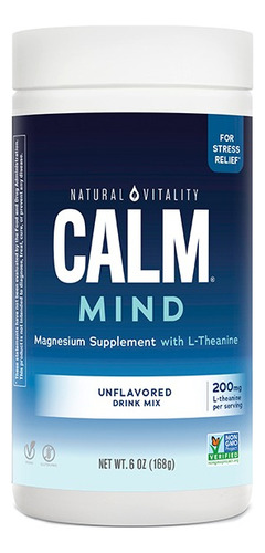 Natural Vitality Suplemento De Magnesio Mind Sin Sabor 168g