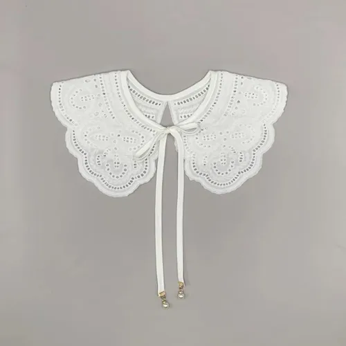 Mantón De Encaje Blanco Con Cuello Falso Y Volantes Ahuecado