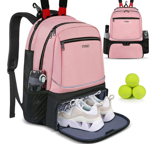 Mochila De Tenis Y Padel Ytonet De 2 Raquetas - Rosa