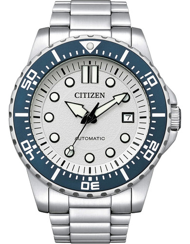 Relógio Citizen Masculino Urban Automático Premium Nj0171-81 Cor da correia Prateado Cor do bisel Azul Cor do fundo Branco