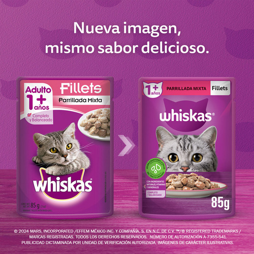 Pack X24 Alimento Gato Whiskas Fillets Parrillada Mixta