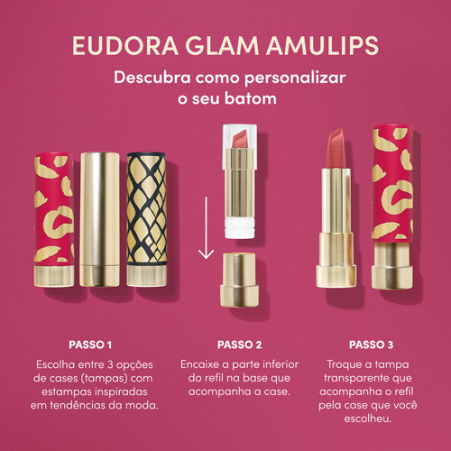 Kit Glamourosa E Autêntica: Batom Rosa 3,4g + Case Rosa