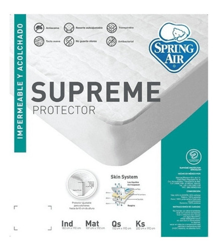 Colchoneta Confort Impermeable Blanco Matrimonial