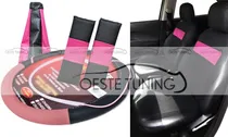 Comprar Fundas Auto + Cubre Volante + Cofia + Cubre Cinturones Rosa
