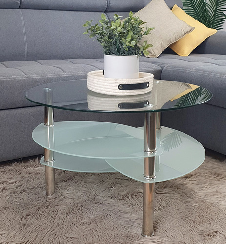 Mesa Ratona Moderna Vidrio Templado Estante Esmerilado Cuota