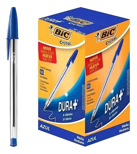 Caneta Esferográfica Bic Cristal Média 50 Unidades Cor da tinta Azul Cor do exterior Azul