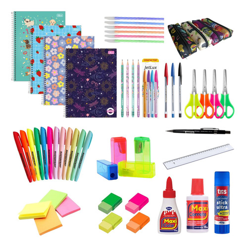 Kit Material Escolar Feminino Universitário