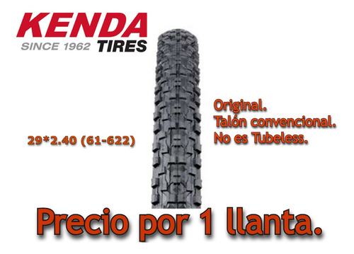 Imagen 2 de 7 de Llanta Kenda Kadre 29*2.40. Mtb K1027. Talón Convencional