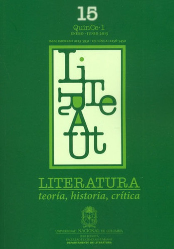 Literatura: Teoría, Historia, Crítica. Vol 15 No. 1