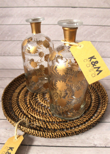 Botellón Para Whisky En Cristal Con Dorado! 2 En Stock