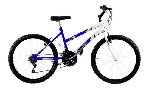 Bicicleta  de passeio Ultra Bikes Bike Aro 24 bicolor 18 marchas freios v-brakes cor azul/branco