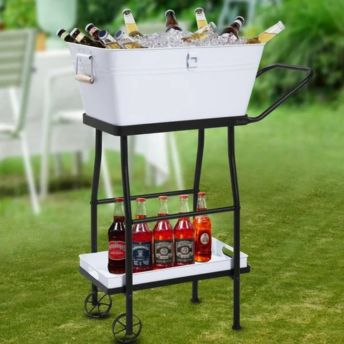 Hielera Con Carrito Y Bandeja Acero Inoxidable