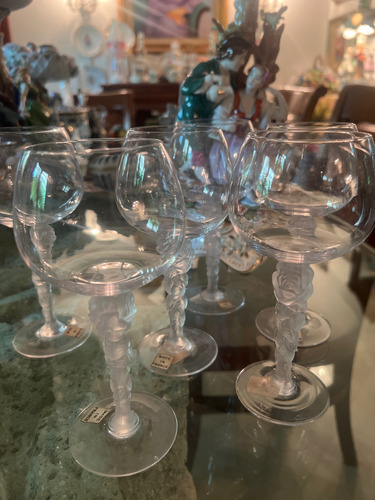 Copas Usadas Agua, Lalique 18 Cm Alto X 6.5 Cm Diám (Usado)