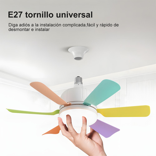 Ventilador de Techo con Luz LED y Control Remoto, 6 Aspas Silencioso - 3 Velocidades, Ahorro Energético, Fácil Instalación para Sala/Dormitorio/Interior