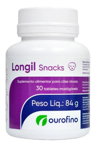 Longil Snacks 30un Suplemento Alimentar Cães Idosos Ourofino