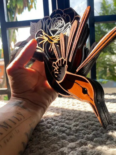 Colibri Mandala 3d Corte Laser 10 Capas